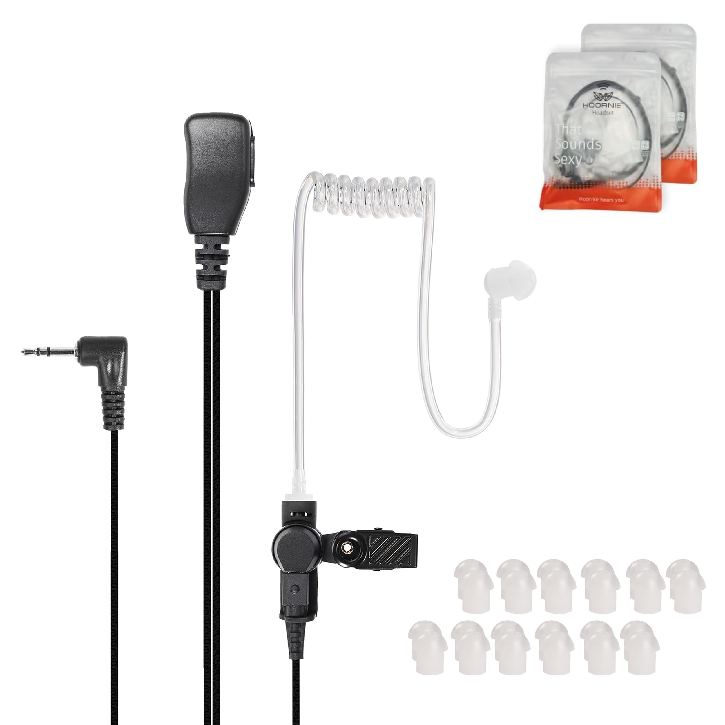 Hoornie Radio Headset (2-Pack) for Motorola TLKR and TalkAbout Series TLKR-T60, TLKR-T61, TLKR-T62, TLKR-T72, TLKR-T80, TLKR-T81, TLKR-T82, TLKR T92 H2O with 10 (x2) FREE Earbuds