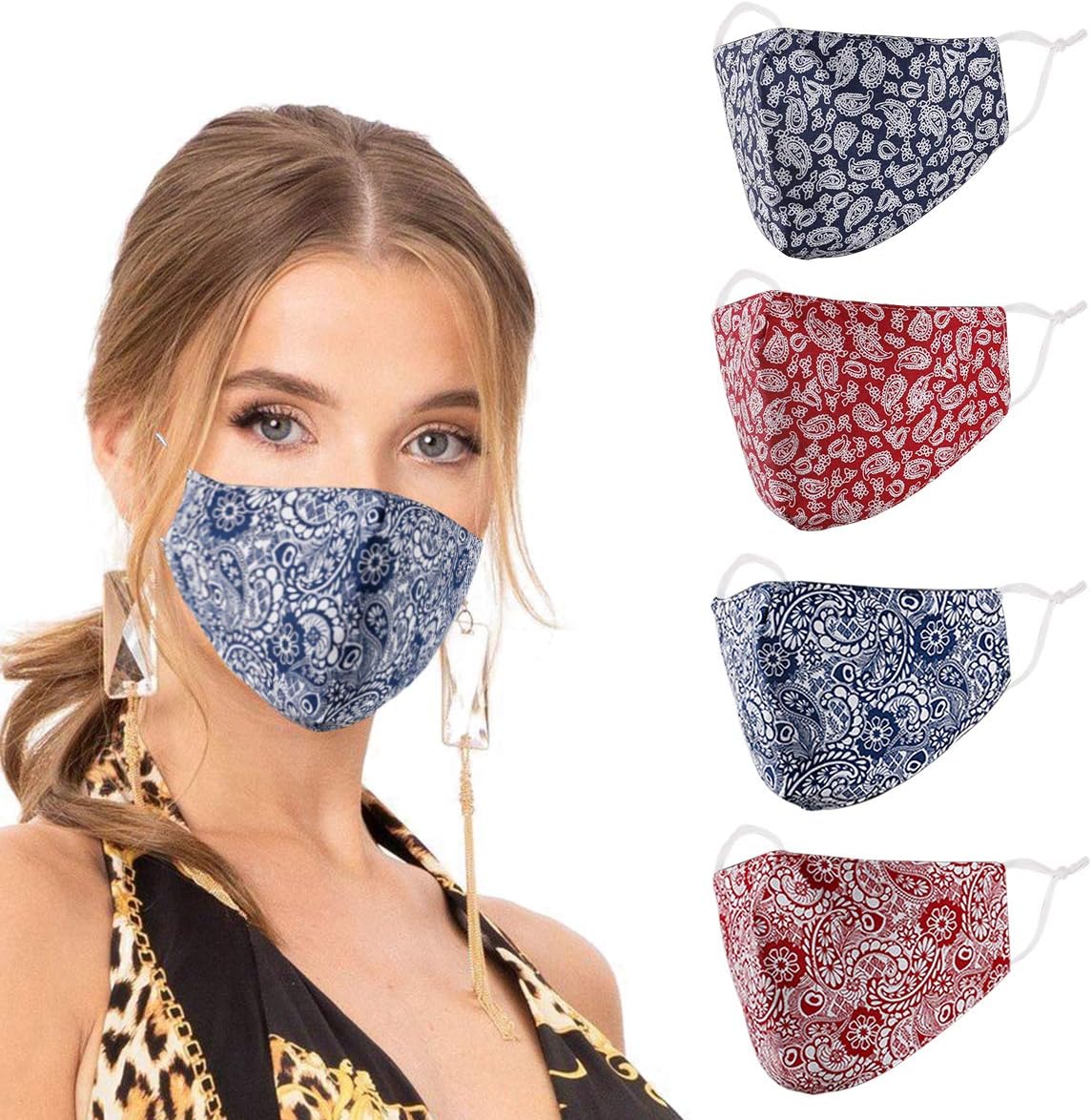 Fashion Cotton Face Mask Reusable for Women Men, mascarillas de Tela para la con diseño, Washable Breathable Designer Cloth Fabric Madks, Adult Earloop Mouth Nose Cover Floral Flower : Sports & Outdoors
