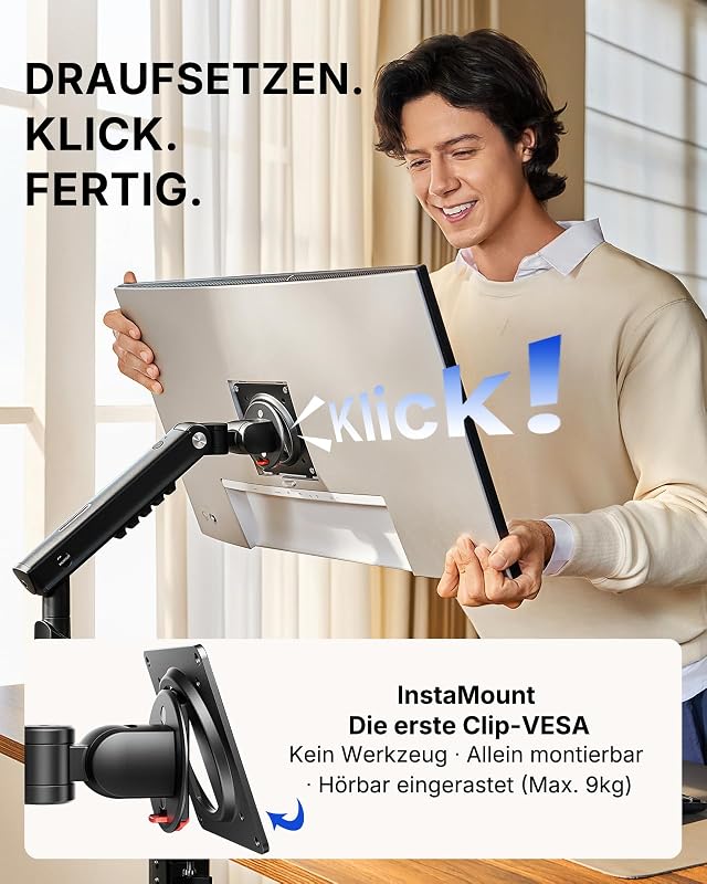 Monitor Halterung 13-32 Zoll bis 9 kg, FlowLift Pro höhenverstellbar