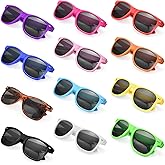 Geopty 12/24 Pack Wholesale Retro Neon Colors Party Favor Supplies Unisex Sunglasses Bulk for Adults Teens, UV400 Protection