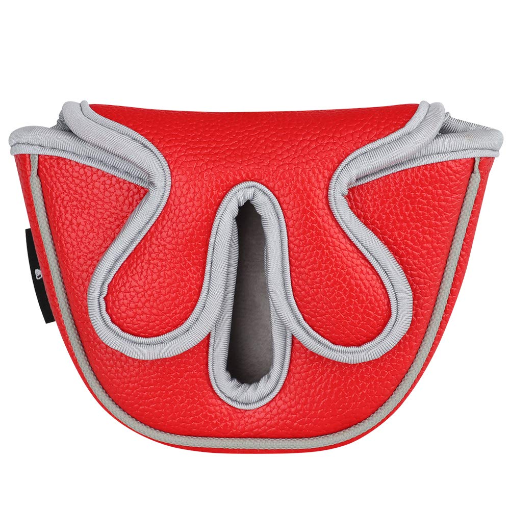 BigTeeth Golf Mallet Putter Head Cover Golf Club Protector Fit for Odessey Backstryke Centre Shaft Putter (Red)
