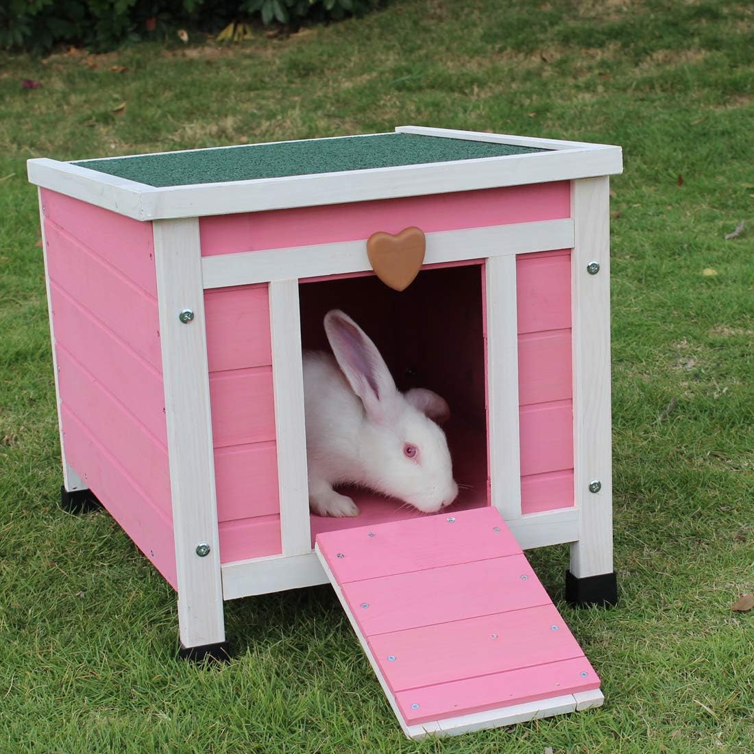 ROCKEVER Cat House Outside, Weatherproof Rabbit Hutch Small, Wooden Small Pet House and Habitats