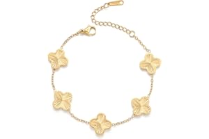 AIPPK 18K Gold Plated Clover Bracelet Dupes Gold Lucky Bracelet for Women Flower Four Leaf Bracelets Jewelry Gifts for Women