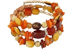 Kicomvi Boho Multilayer Irregular Agate Beads Charm Bracelets Handmade Multi-color Cryston Stone Turquoise Wrap Bracelets for Women Yoga Jewelry