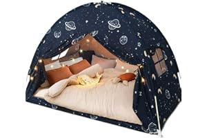 AVRSOL Toddler Bed Tent Full, Space Canopy Indoor for Kids Boys, Kids Bed Canopy Full Size, Galaxy Dome Playhouse Tents Floor Privacy Space on Bed Sleeping Tent for Girls Birthday, Christmas Toy House Gift