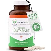 Return Healthy Double Butyrate Gut Health Supplement | Probiotic &amp; Postbiotic Digestive Supplements for Gut Support | Enhances Immune, Brain, &amp; Nervous System Function | Odor-Free Formula | 120 caps