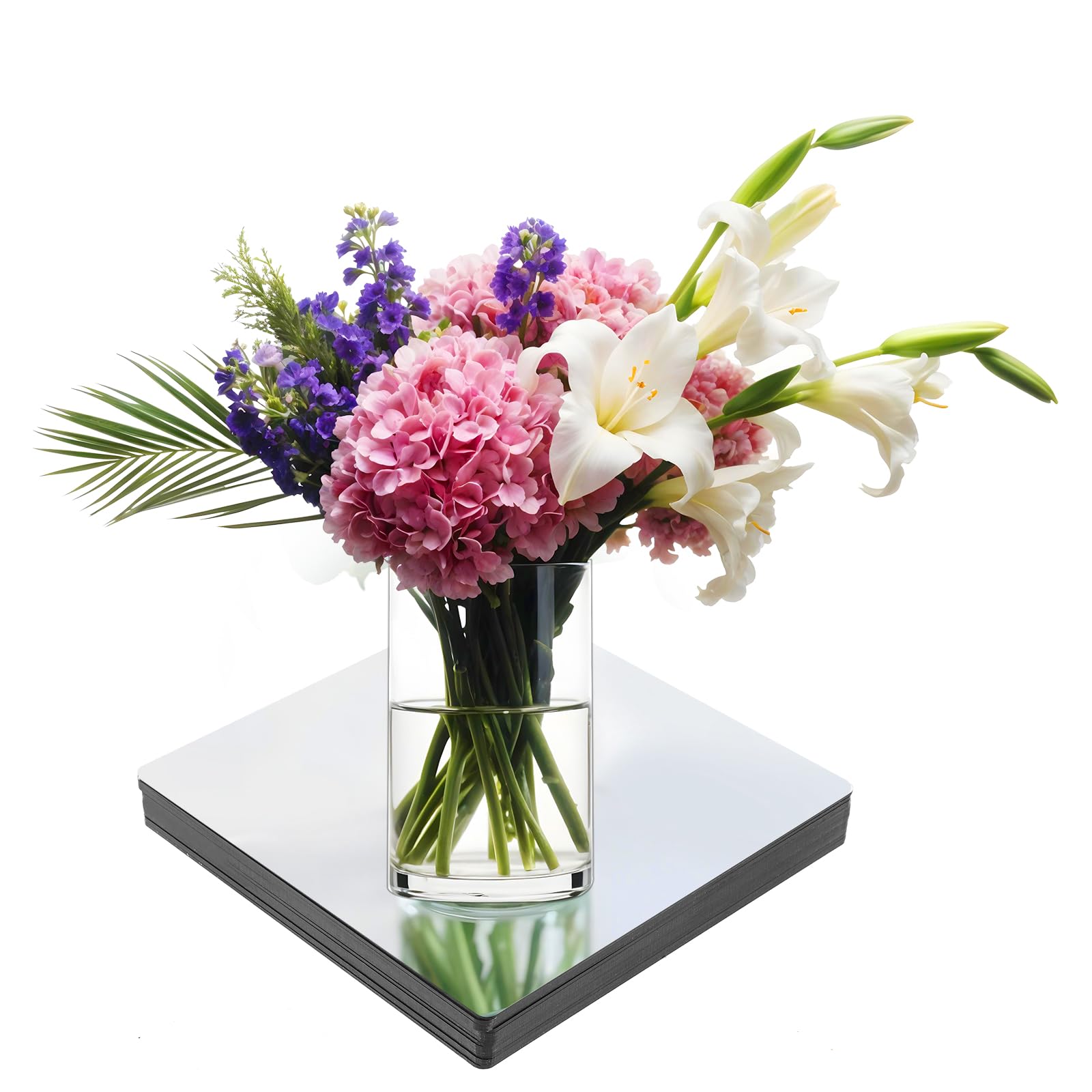 Photo 1 of 16 Pcs Square Mirror Centerpieces for Tables, 7.87 x 7.87 Inch Self Adhesive Acrylic Mirror Tiles Sticker 2mm Thick Peel and Stick Mirrors Tiles for Wall Crafts Table Wedding Centerpieces Party Decor