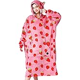 THREE POODLE Wearable Blanket Hoodie for Women, Oversized Long Sherpa Sweatshirt Blanket for Adults Men, Cozy Hooded Blankets, Gifts for Teen Girls Women Mom Sister