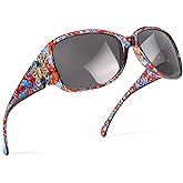 SIPHEW Women's Polarized Sunglasses - Wrap Around Stylish Rectangular Frame w UV Protection Sun Glasses for Women