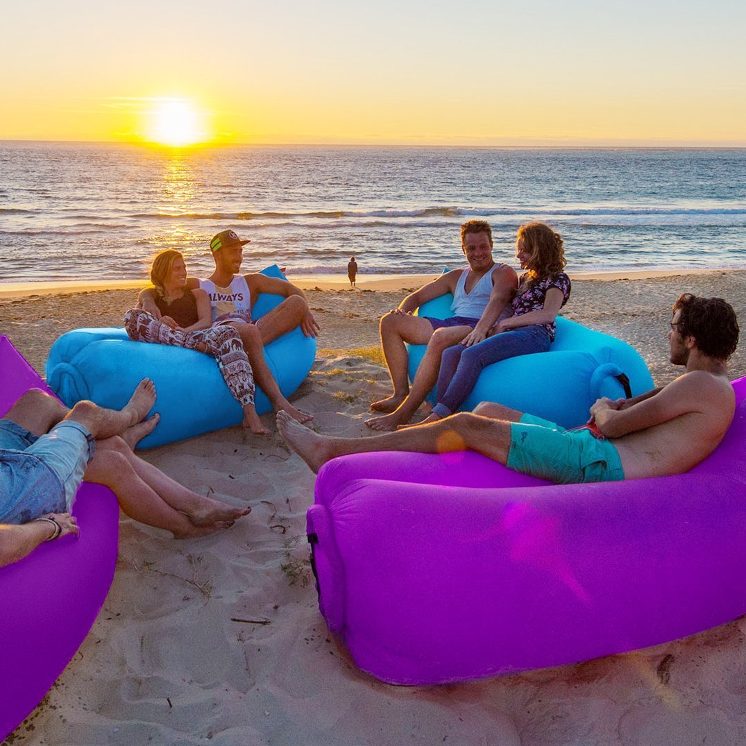 isYoung Portable Inflatable Air Sofa, Ultra Waterproof and Durable for Camping, Beach, Park, Backyard, Picnics or Indoor Wind Bed Lounger (Blue Air Sofa)