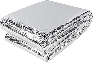 winemana Window Insulation Roll, 24IN x 10FT Reflective Heat Shield Bubble Film, Double-Sided Aluminum Foil Insulation, Weatherproof Garage Door Cover for Windows, RV, Basement, Winter & Summer