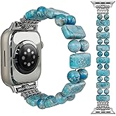 Boho Natural Stone Bracelet Compatible with Apple Watch Band 38mm 40mm 41mm 42mm 44mm 45mm 49mm Handmade Rainbow Imperial Jasper Stones Iwatch Straps Replacement