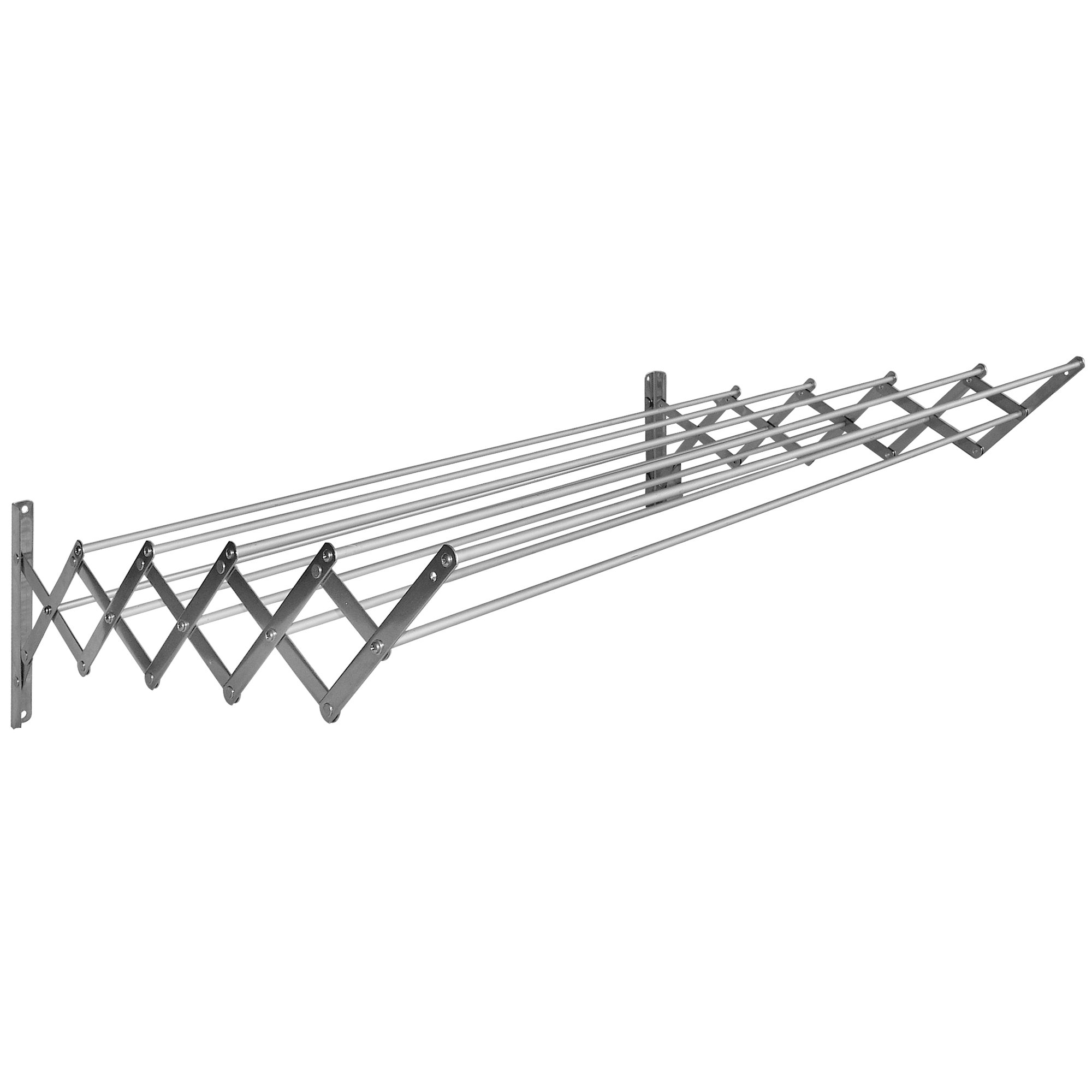 Sauvic Extendable Wall Mounted Stainless Steel Clothes Airer with 10 Aluminium Clothes lines 120 cm