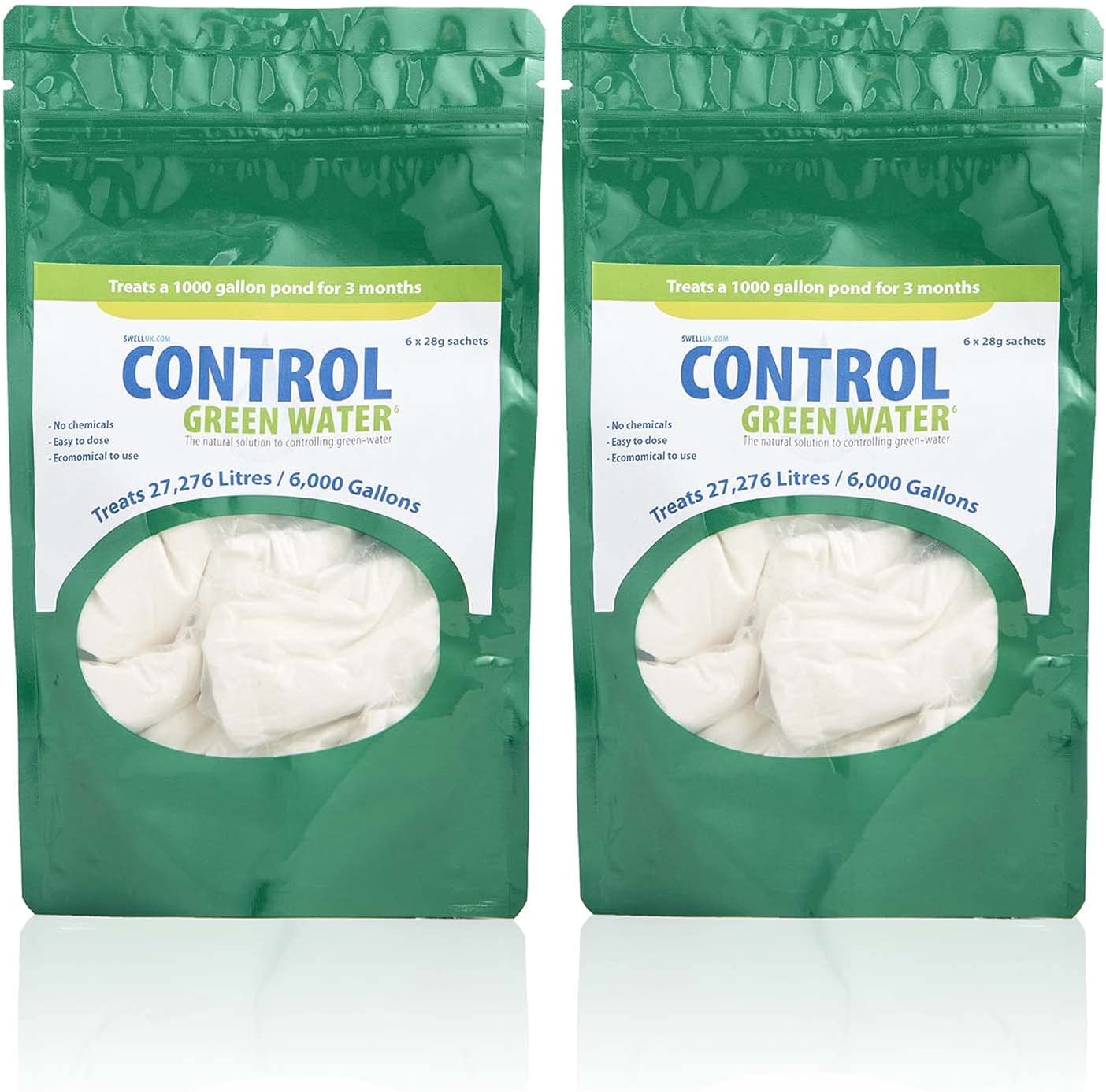 Swell Control Green Water 2 Pack. Pond Clear Water Treatment and Pond Cleaner