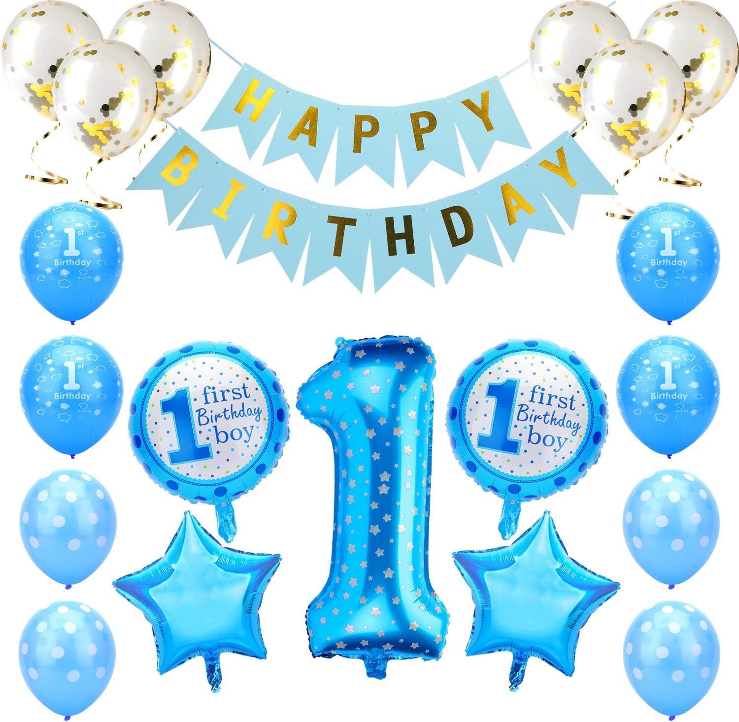Azul 1er Cumpleanos Bebe Globos Decoracion 1 Ano Bebe Nina Nino Globos Rosado Azul De Cumpleanos Con Banner De Feliz Kateluo Globos De Cumpleanos 1 Ano Hogar Y Cocina Costura Y Manualidades