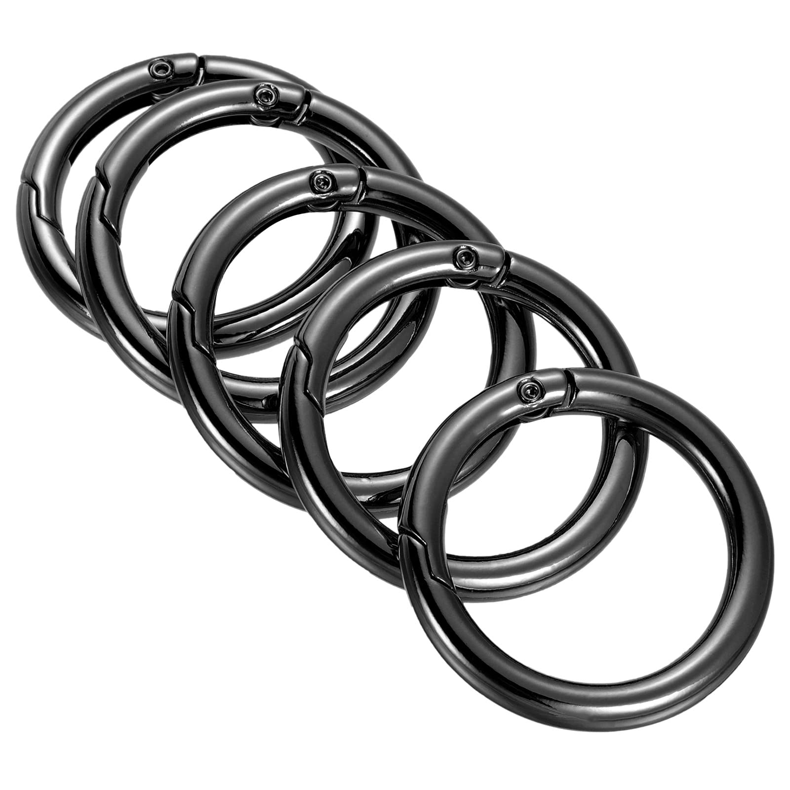 PATIKIL 42x31x5.5mm Spring Gate O Rings, 5 Pack Round Snap Clip Zinc Alloy for Keyrings Buckle, Black
