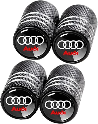 Tire Valve Stem Caps for Audi S3 A3 RS3 A4 A5 A6 A7 RS7 A8 Q3 Q5 Q7 R8 Metal Car Wheel Air caps Auto Valve Stem Caps Accessories 4 Pcs Black
