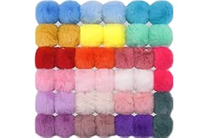 BQTQ 40 Pieces Faux Fur Pom Pom Balls with Elastic Loop DIY Fluffy Pom Pom Faux Rabbit Fur Pom Pom for Hats Beanie Shoes Scarves Gloves Bags Accessories(20 Colors, 2 Pcs Each Color)