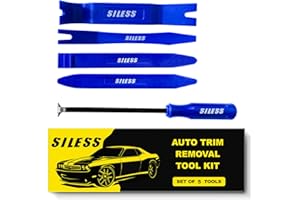 Siless Auto Trim Removal Tool Set - 5 pcs - Auto Trim Tool Car Tools, Easy Door Panel Removal Tool, Fastener Removal, Clip, Molding, Dashboards, Interior Trim Tools (No Scratch Plastic Pry Tool Kit)