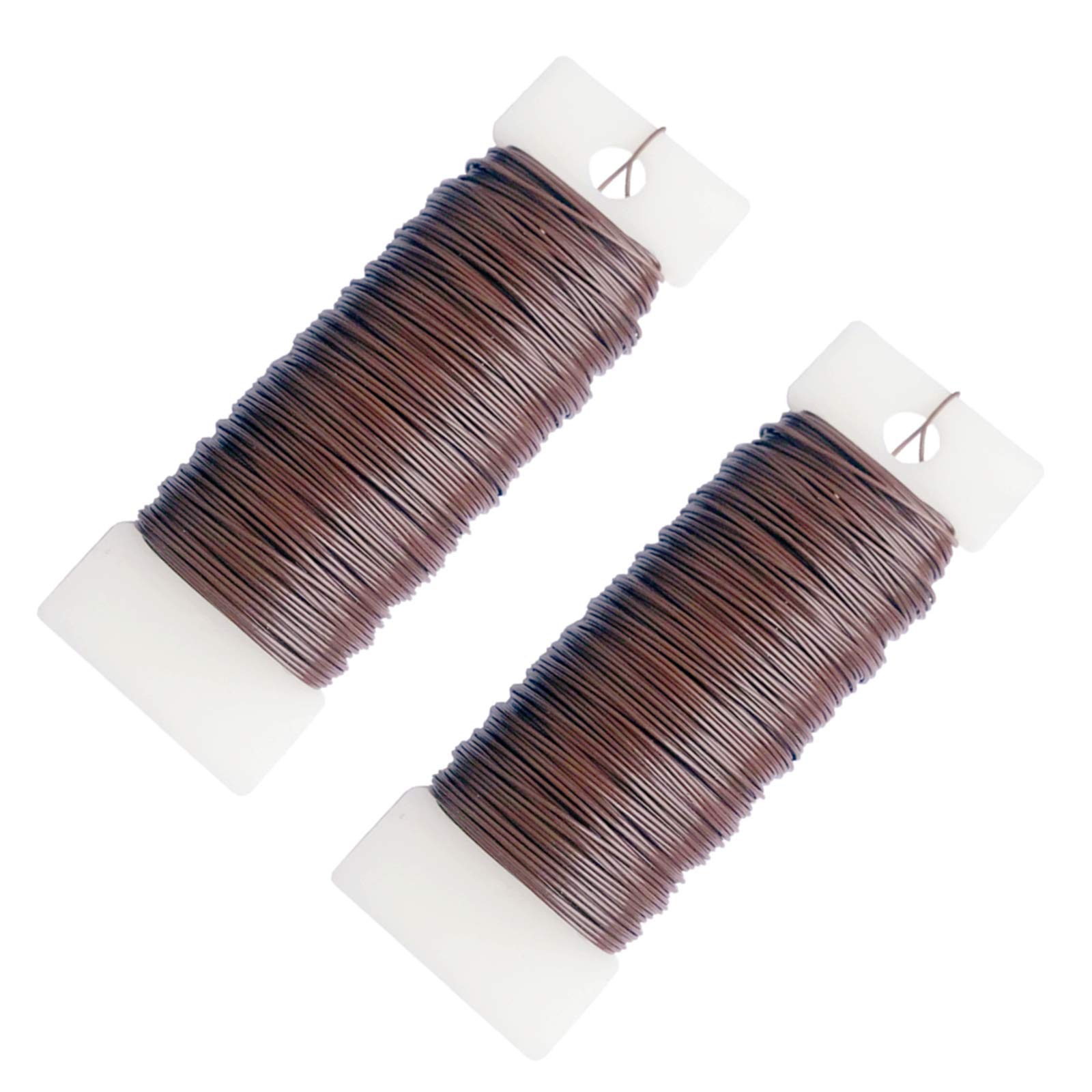 2 Roll 22 Gauge Brown Florists Wire Floral Wire for Flower Arrangements,Binding Wirefor Floristry & Flower Arranging,Flexible Paddle Wires for Craft Binding,FlowerWreath Making,Xmas Wreath Wires