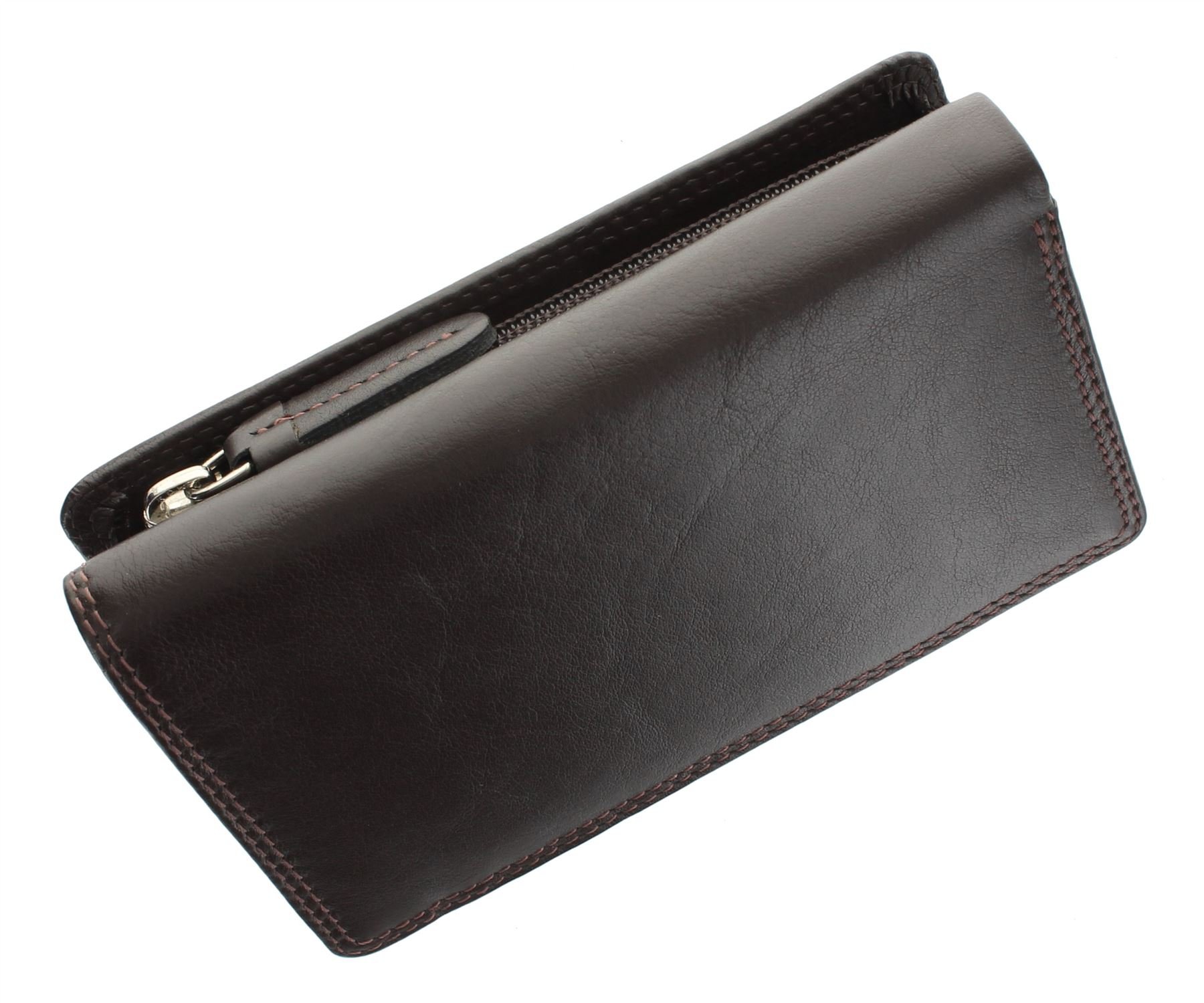 VISCONTI Heritage Collection Piccadilly Leather Flap Over Purse RFID Blocking HT32 Chocolate