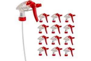 Cornucopia Brands 28-400 Replacement Trigger Sprayer Nozzles (12-Pack); Heavy Duty Replacement Part 16oz / 32oz Spray Bottles w/ 10-Inch Dip Tube