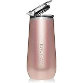 BrüMate Champagne Flute 12oz with Flip-Top Lid to Hold in Carbonation | Insulated Stainless Steel for Ice Cold Champagne | BPA-Free (Glitter Rose Gold)