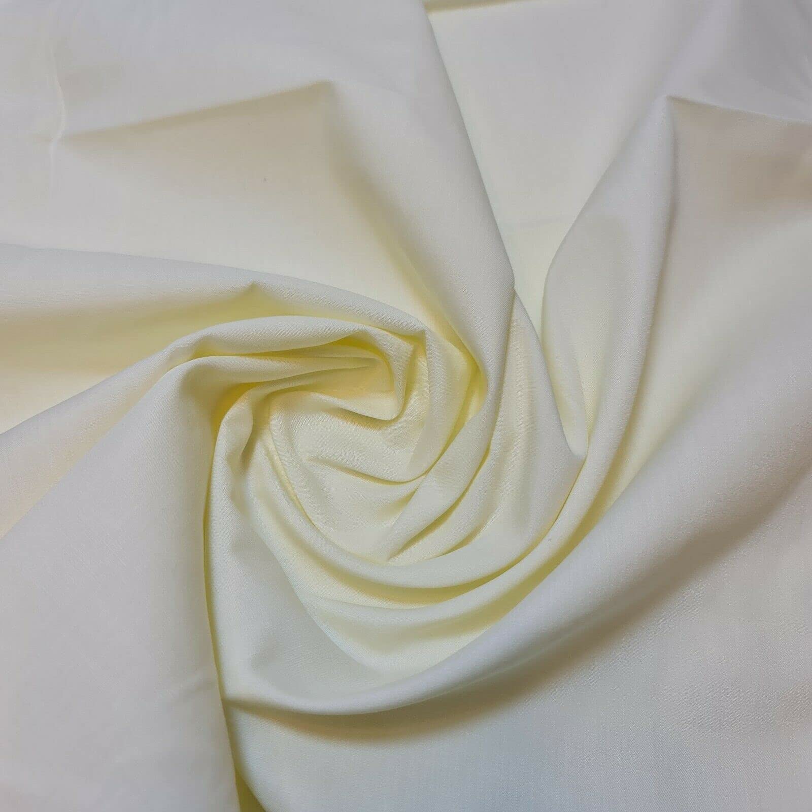 Plain/Solid Dyed Polycotton Dress Craft Fabric Material 45" - 112 cm Wide Sold As 1 Meter Pre - Cut Lengths (Available in 42 Colours)… (Cream, 5 Meter)