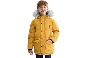 maoo garden Boys Puffer Winter Coat Big Kids Heavyweight Sherpa Lined Fur Hooded Jacket Water-Resistant Snow Parka