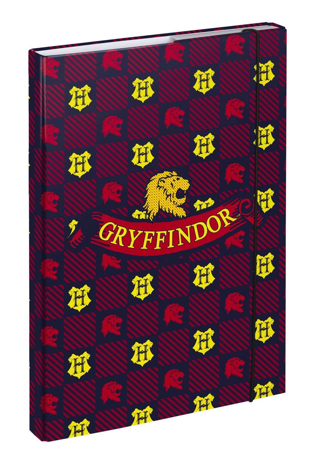 Baagl A4 File Box for School Bag - Modern Portfolio Folder with Elastic Strap and Inner Flaps - Harry Potter Gryfindor (32 x 23 x 3 cm)