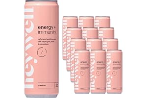 Heywell Sparkling Adaptogenic Water, Energy and Immunity, Grapefruit Flavor, 12 Fluid Ounce (Pack of 12) - Caffeinated, Organic, Non GMO, Vegan, Gluten Free, Dairy Free