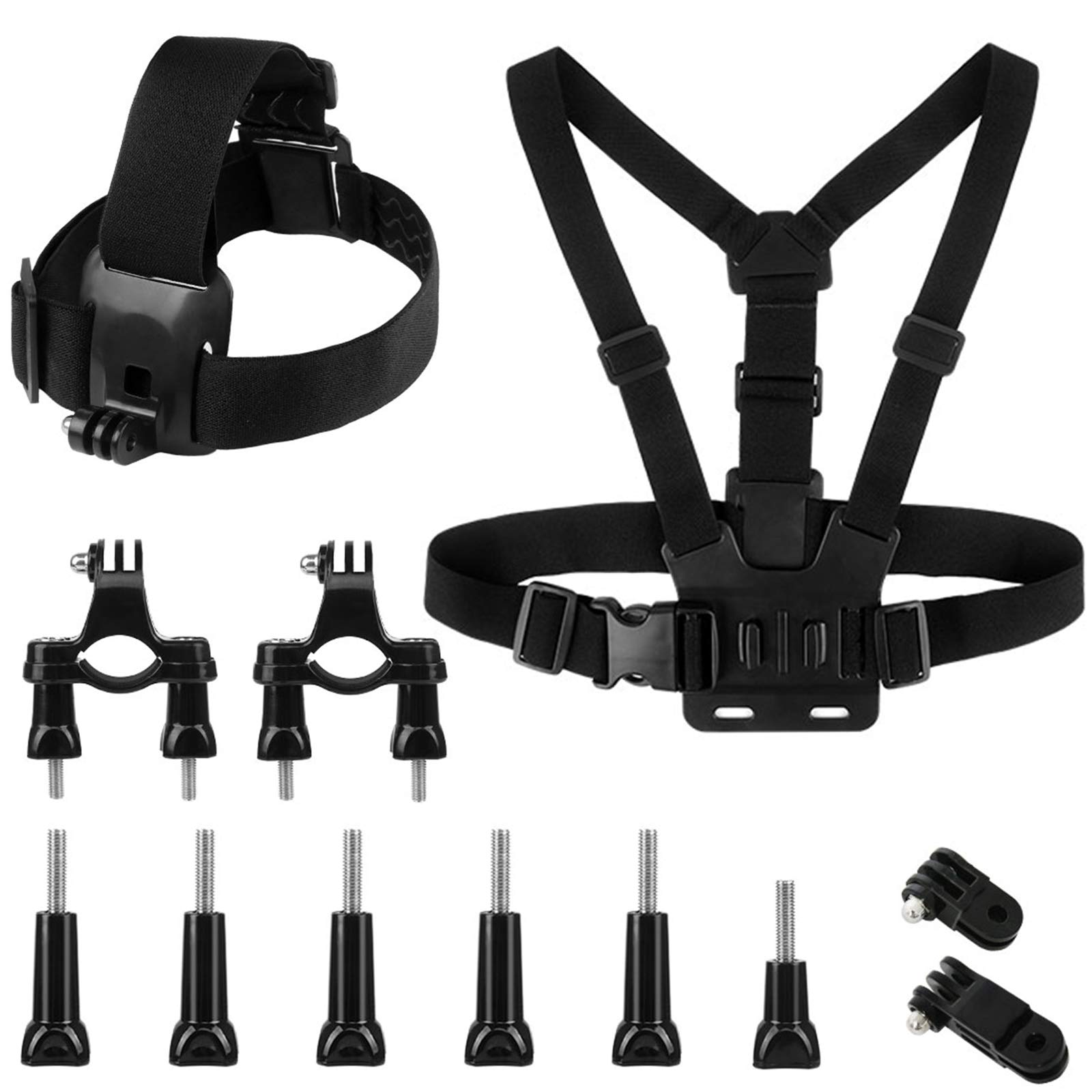 Action Camera Accessories Kit - Adjustable Chest Mount, Harness Mount, Replacement Chest Strap Compatible with Hero 8/7/6, Crosstour, Akaso EK7000, Brave 4, Campark ACT74