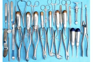 GUOML PREMIUM GERMAN SET of 34 PC ORAL DENTAL EXTRACTING ELEVATORS FORCEPS NEEDLE HOLDER INSTRUMENT KIT SET