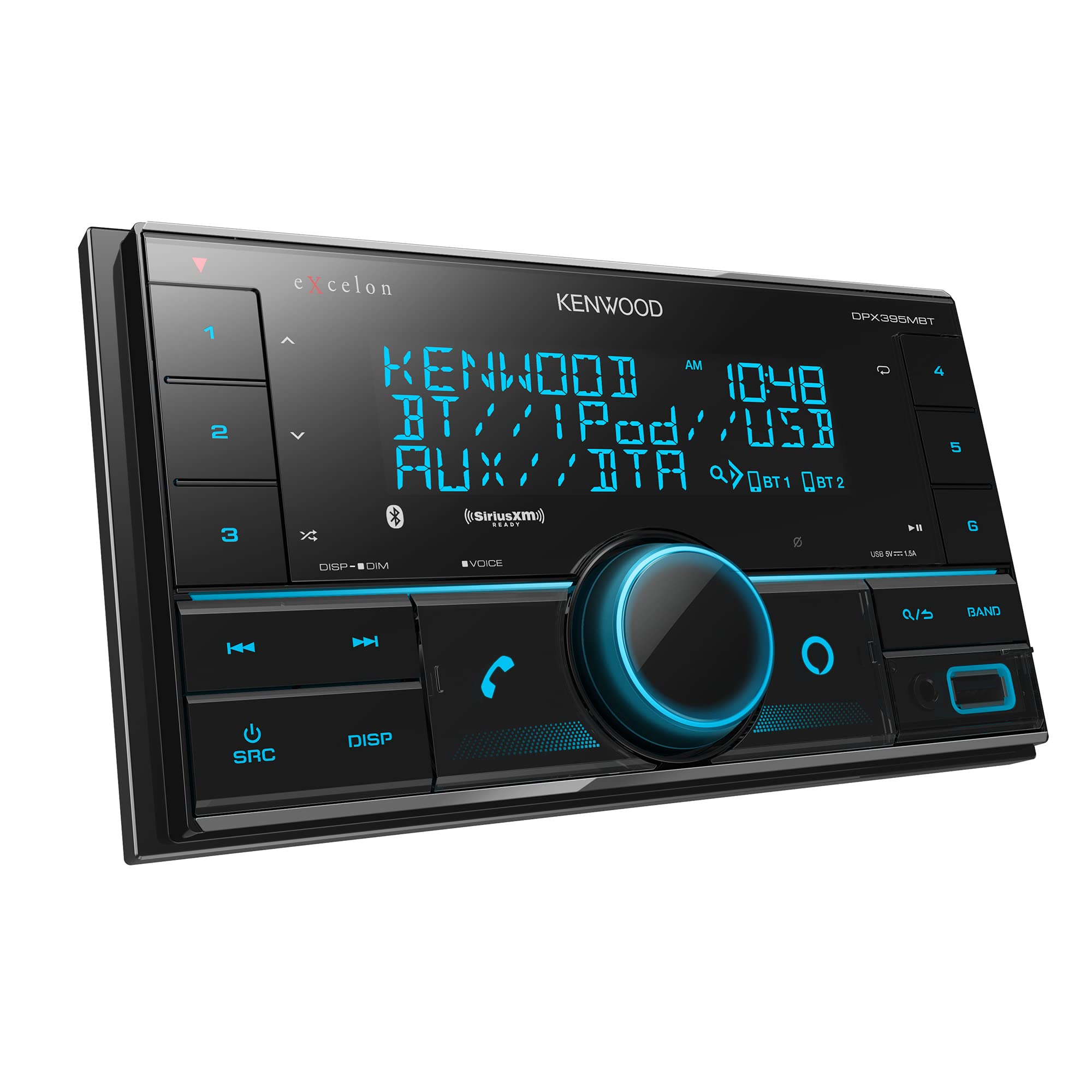 Kenwood DPX395MBT Double DIN in-Dash Digital Media Receiver with Bluetooth (Does not Play CDs) | Mechless Car Stereo Receiver | Amazon Alexa Ready - Black
