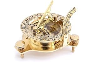 ANTIQUE VIBES Vintage Brass Sundial Compass, Antique Style Maritime Navigation Instrument, Collectible Watch, 3 inch, Unique Gift for Men, Women