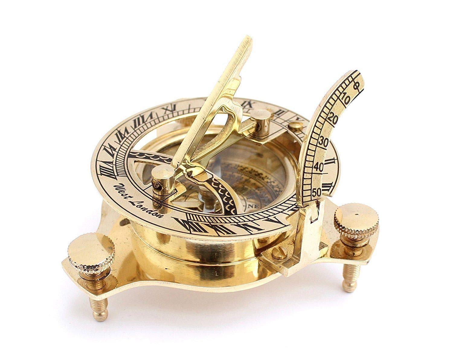 Brass Sundial Compass, Maritime Pocket Sun Watch, Hiking Travel Camping Navigation Tools, for Traveler, Gift to Son, Daughter