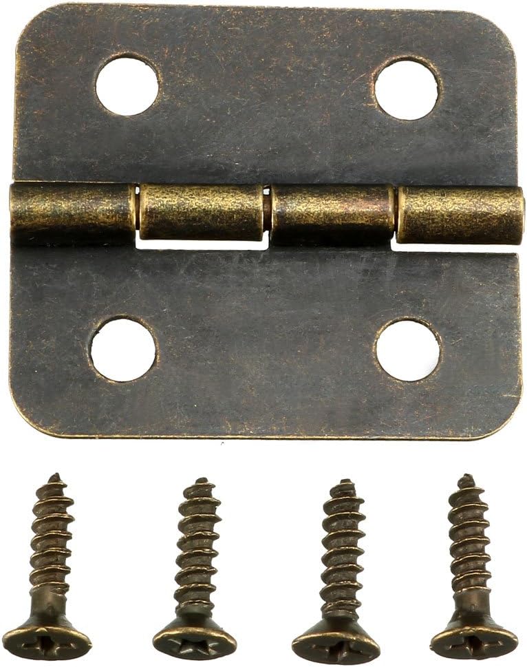 sourcing map 1.18" Antique Bronze Hinges Retro Mini Hinge Replacement with Screws 10pcs, 1.18" * 0.59" (L*W) 10pcs - Image 3