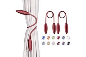 NICEEC 2 Pack DIY Curtain Tiebacks Clips Crystal Decorative Creative Twist Drape Tie Backs European Style Random Modelling Curtain Holdbacks for Home Kitchen Office Window Drapery (Red)