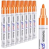Orange Permanent Paint Pens - 8 Pack Oil Based Paint Markers,Pens For Rock Painting Car Tyre Metal, Plastic, Canvas, Mugs, Wood, Glass, Quick Drying and Waterproof, Medium Point