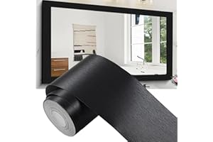 Alened Black Mirror Frame Border Peel and Stick Wallpaper, Mirror Tape Border Trim Removable Waterproor Wall Decor, Self Adhesive Bathroom Sticker 2" x 393"