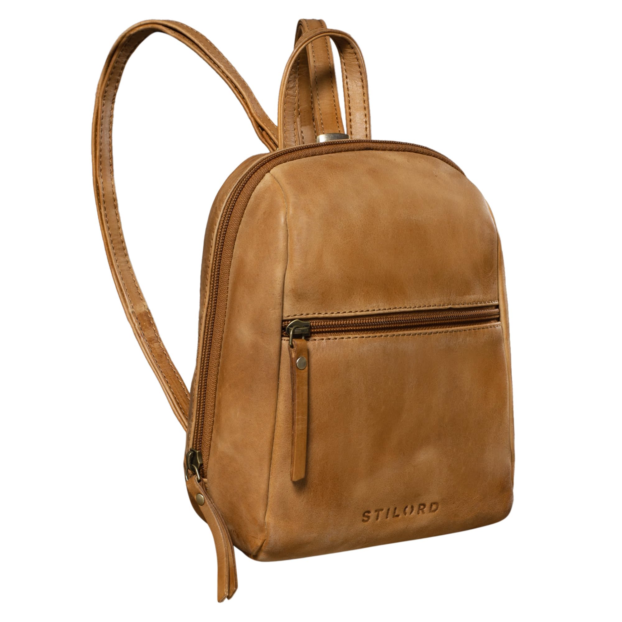 STILORD "Lia" Small Daypack for Women Leather Backpack Vintage Handbag for City Walking Shopping XS Rucksack Bag Genuine Leather Colour:taranto - Brown