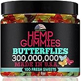 Healthergize Hemp Gummies Edibles-Delicious Butterflies Gummy Bears-Fresh Fruity Flavors-Natural Candy Peace and Relaxation-f
