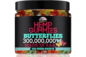 Healthergize Hemp Gummies Premium-Delicious Butterflies Gummy Bears-Fresh Fruity Flavors-Natural Candy Peace and Relaxation-for Sleep, Calm, Relax-Made in USA-100 Count