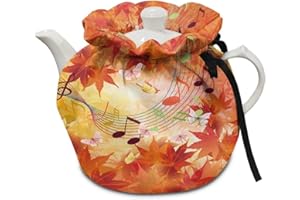 Goronwyfloyd Butterfly Breakfast Pot Cover with Maple and Music Note Pattern Soft Fabric Dustproof and Durable Tea Pot Cozies Keep Breakfast Warmer Lightweight and Easy to Use Thanksgiving Decor