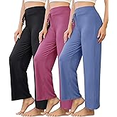 VALANDY Creamlush 3 Pack Women's Wide Leg Pants with Drawstring–Soft Comfy Lounge Pajama Pants Sleepwear