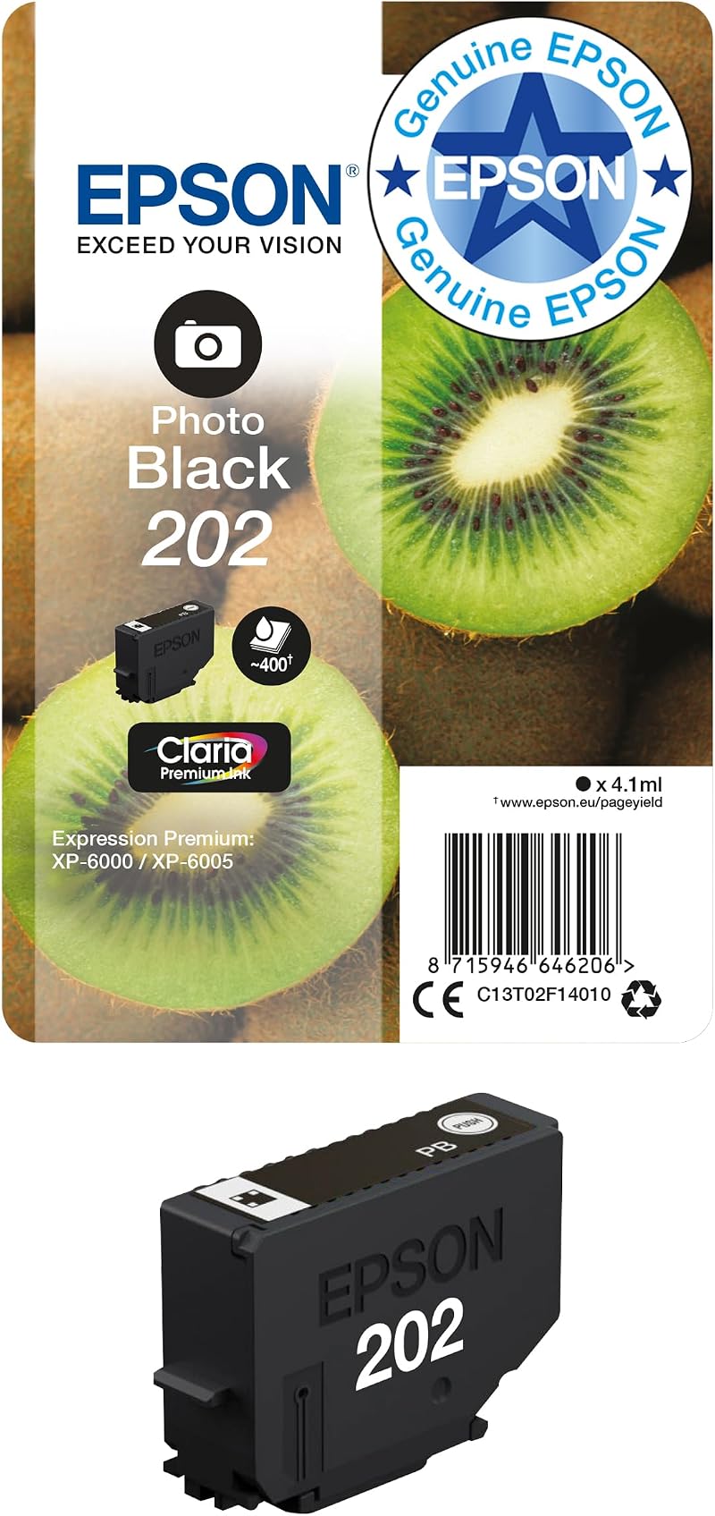 Epson 202 Photo Black Ink Cartridge for Expression Premium XP-6000/XP-6005