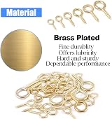 GLARKS 100pc Brass Plated Lag Eyebolts Screw Hooks Assortment Set 6 Sizes view 4
