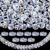 PONABEADIY 1 Box 100pcs Plated Glass Beads Round AB Color Transparent Electroplate Clear Rondelle Rainbow Crystal Faceted Loose Spacer Bead Bulk for Jewelry Making Necklaces Bracelets Diy Craft Supply