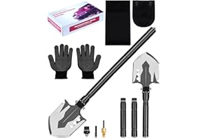 AOFUXTI Camping Folding Collapsible Small Shovel, Essential Foldable Shovels for Survival Kit, Multi-Functional Ditching and Trenching Tactical Tool, Digging Gear, Hiking Emergency Shovel