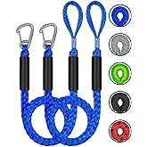 2PCS 4 Feet Bungee Boat Dock Lines with 316 Stainless Steel Clip Mooring Ropes Boat Accessories Docking Line for Boats, Fender, Pontoon,Power Boat (Blue, 4 Feet)